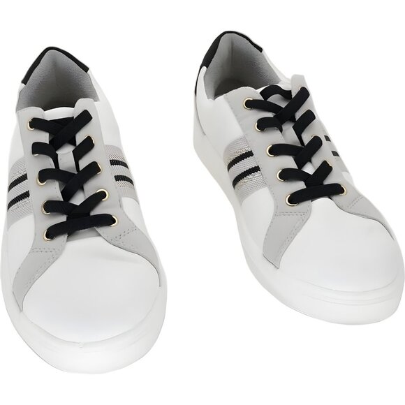 LifeStride Happy Friday washable lace-up white sneakers webbed fabric 8.5M - Picture 1 of 6